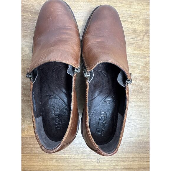 Women's Born Clogs Brown Leather Lightweight Size 9 Side Zip Classic Shoes EUC - Picture 8 of 13
